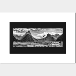 Milford Sound in Monochrome Posters and Art